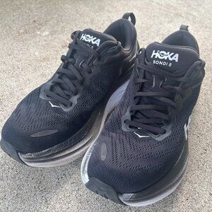 Hoka One One Bondi 8 Size 10B Women's Running Shoes Black White Athletic Shoes